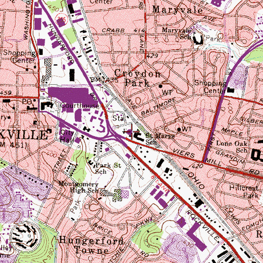 Topographic Map of WINX Radio Station, MD