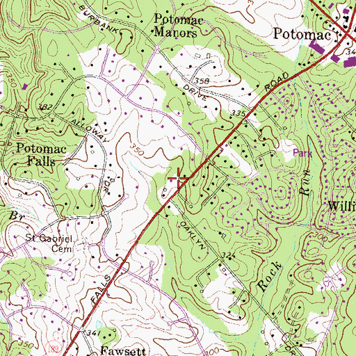 Topographic Map of Cabin John Park Volunteer Fire Department Station 30, MD