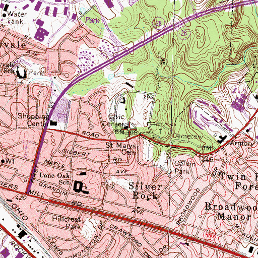 Topographic Map of Rockville Civic Center, MD