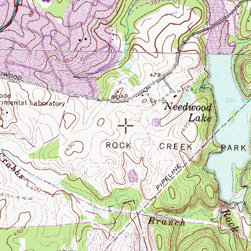 Topographic Map of Needwood Golf Course, MD