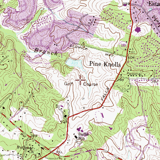 Topographic Map of Falls Road Golf Course, MD