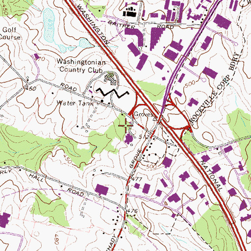 Topographic Map of Shady Grove Executive Center, MD
