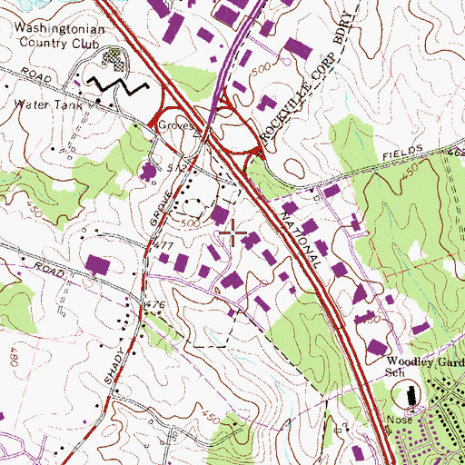 Topographic Map of Shady Grove Complex Industrial Center, MD