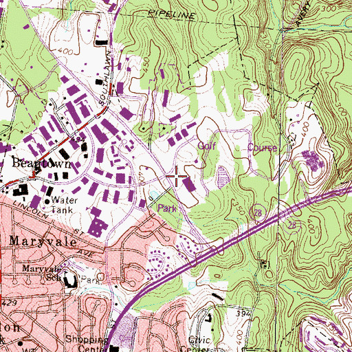 Topographic Map of Redgate Industrial Park, MD