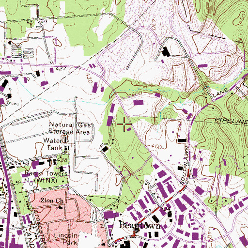 Topographic Map of Colter Industrial Park, MD