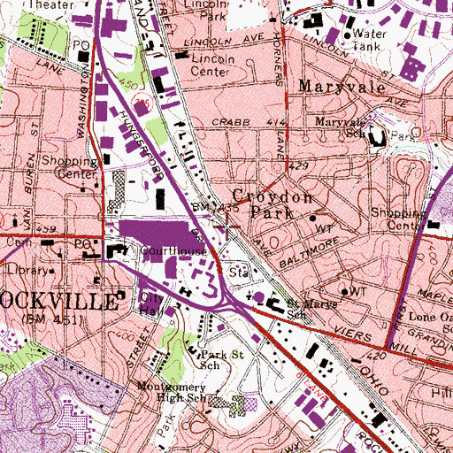 Topographic Map of Rockville Railroad Station, MD