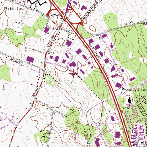 Topographic Map of Montgomery County Police Department, MD