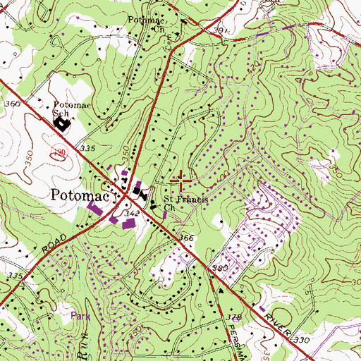 Topographic Map of Potomac Library, MD