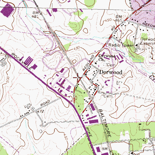 Topographic Map of Shady Grove Metro Station, MD