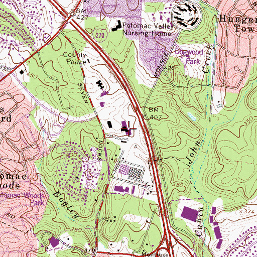 Topographic Map of Montgomery County Department of Transportation, MD
