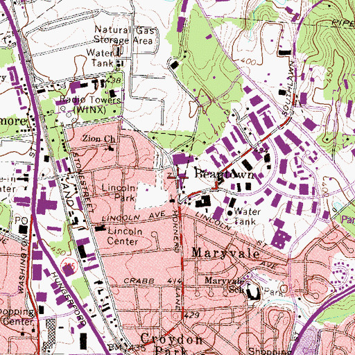 Topographic Map of Mount Calvary Baptist Church, MD