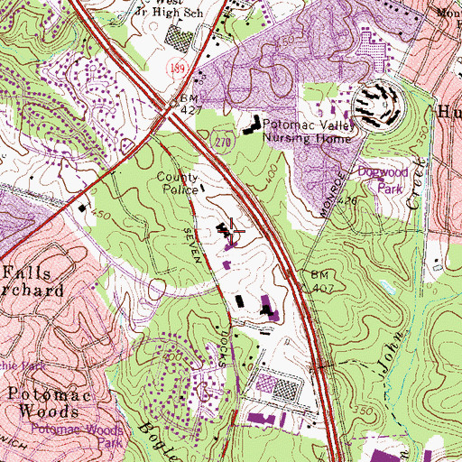 Topographic Map of Montgomery County Detention Center, MD
