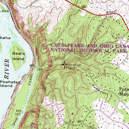 Topographic Map of Rockville Water Plant, MD