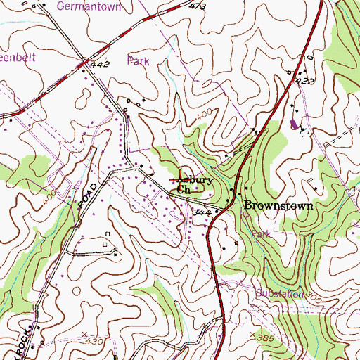 Topographic Map of Asbury United Methodist Church, MD