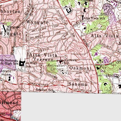 Topographic Map of Ayrlawn Elementary School (historical), MD