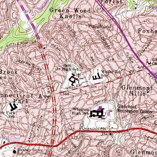 Topographic Map of Belt Junior High School, MD