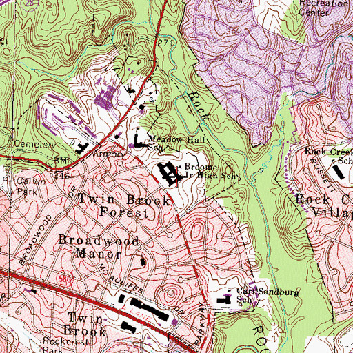 Topographic Map of Broome Junior High School, MD