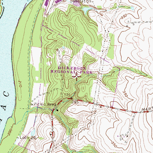 Topographic Map of Dickerson Conservation Park, MD