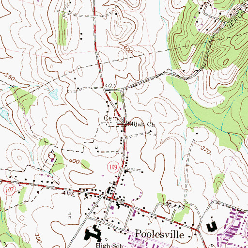 Topographic Map of Elijah United Methodist Church, MD