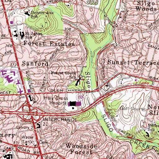 Topographic Map of Forest Grove Elementary School (historical), MD