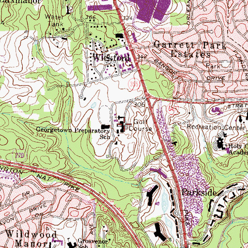 Topographic Map of Georgetown Preparatory School, MD