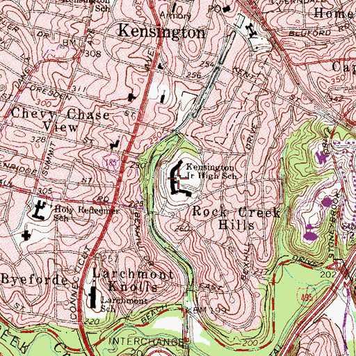 Topographic Map of Kensington Junior High School, MD