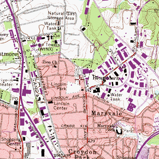 Topographic Map of Israel Park, MD