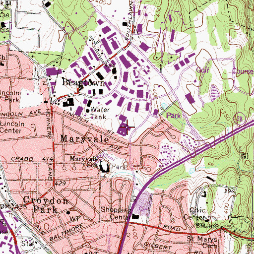 Topographic Map of Maryvale Elementary School, MD
