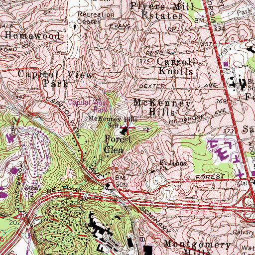 Topographic Map of Flora M Singer Elementary School, MD