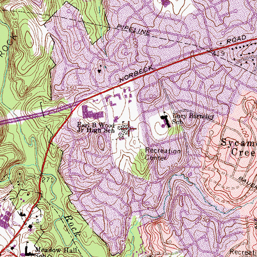 Topographic Map of Earle B Wood Middle School, MD