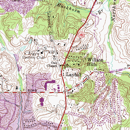 Topographic Map of Oak Chapel United Methodist Church, MD