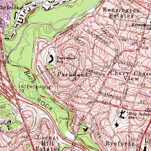 Topographic Map of Kensington-Parkwood Elementary School, MD