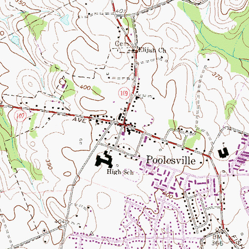 Topographic Map of Poolesville, MD