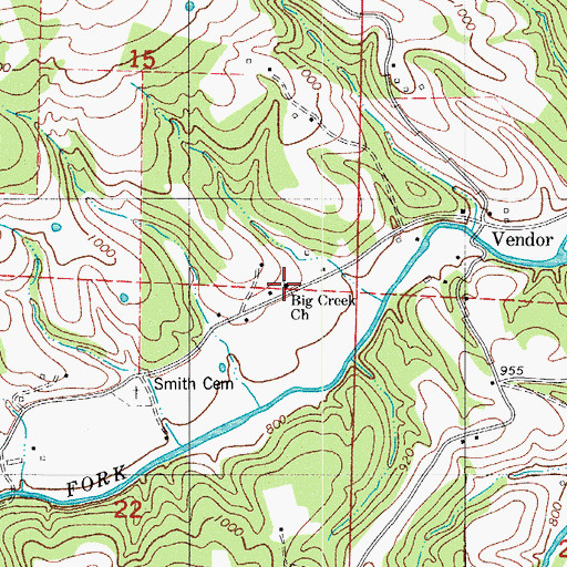 Topographic Map of Big Creek Church, AR