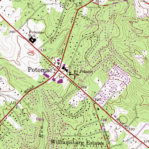 Topographic Map of Saint Francis Episcopal Church, MD