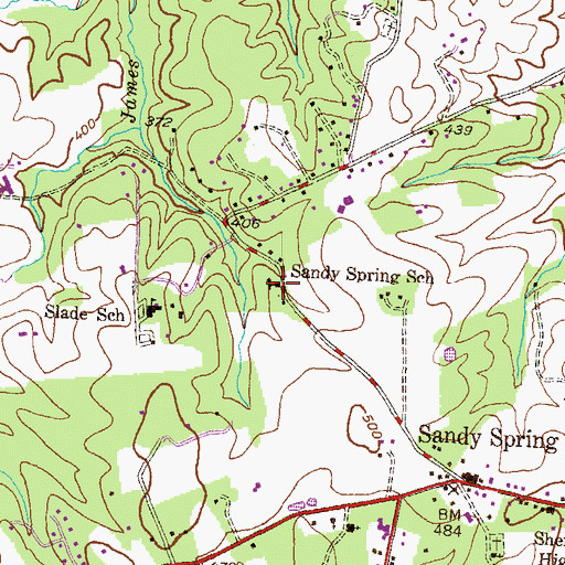 Topographic Map of Sandy Spring Elementary School (historical), MD
