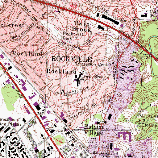 Topographic Map of Twinbrook Elementary School, MD