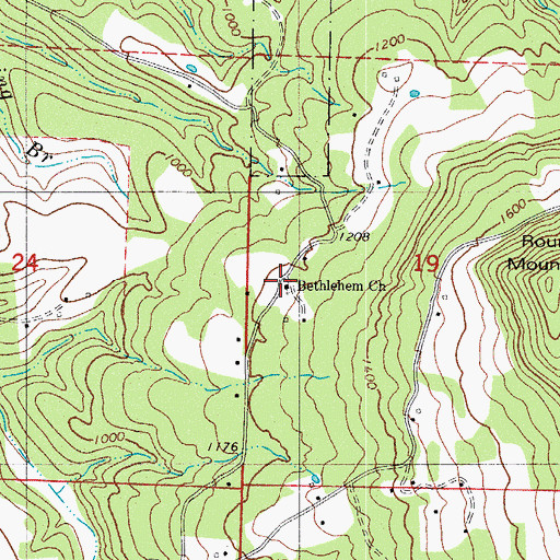 Topographic Map of Bethlehem Church, AR