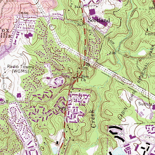 Topographic Map of Scotland African Methodist Episcopal Zion Church, MD