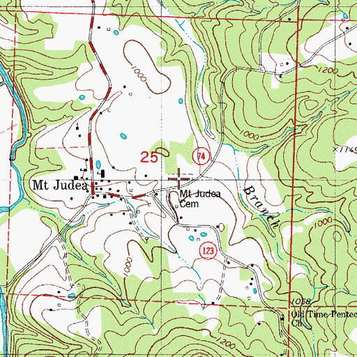 Topographic Map of Mont Judea Cemetery, AR