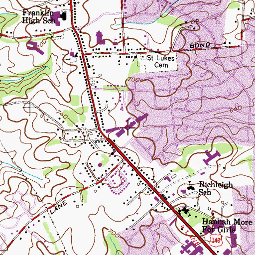 Topographic Map of Chartley Shopping Center, MD