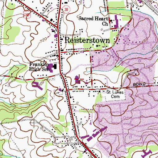 Topographic Map of Chatsworth School, MD