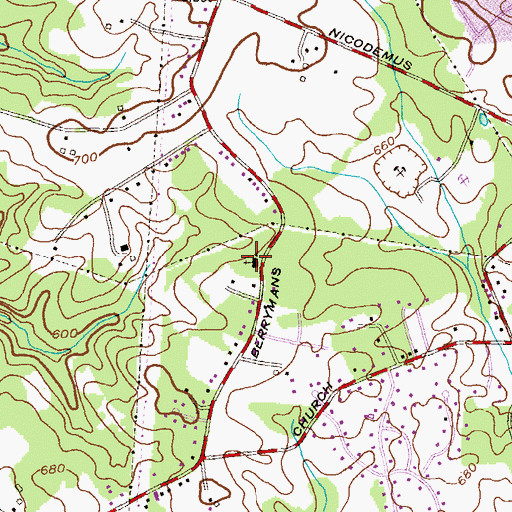 Topographic Map of Evergreen Church, MD