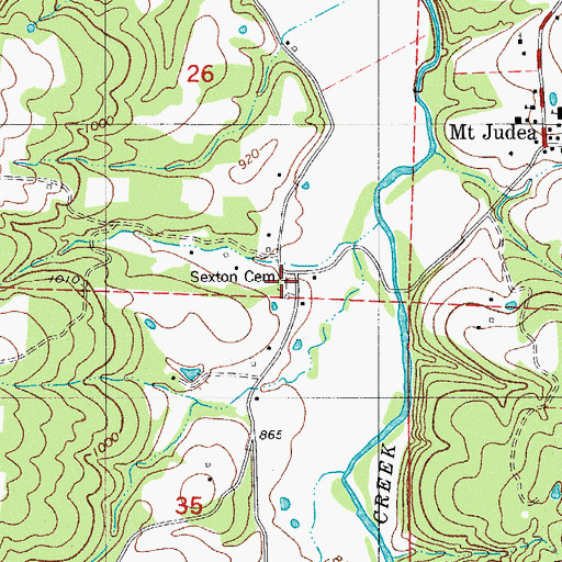 Topographic Map of Sexton Cemetery, AR