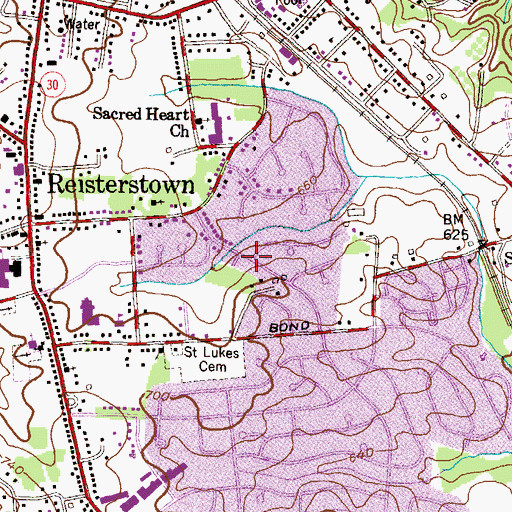 Topographic Map of Glyndon Greens, MD