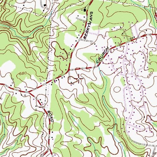 Topographic Map of Hickory Hill Estates, MD