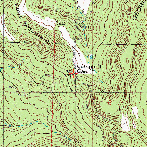 Topographic Map of Campbell Gap, AR