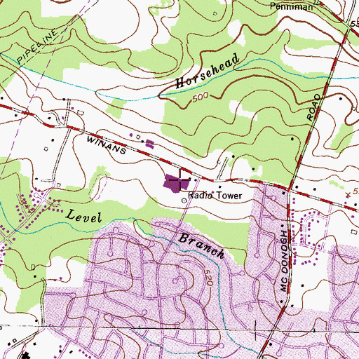 Topographic Map of Randallstown High School, MD