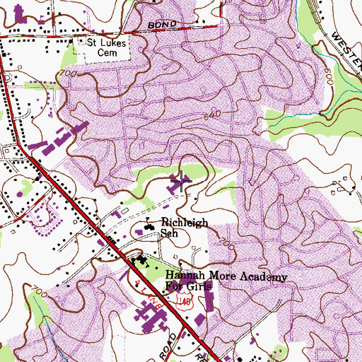 Topographic Map of Reisterstown Elementary School, MD
