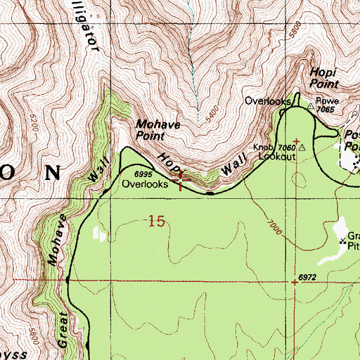Topographic Map of Hopi Wall, AZ